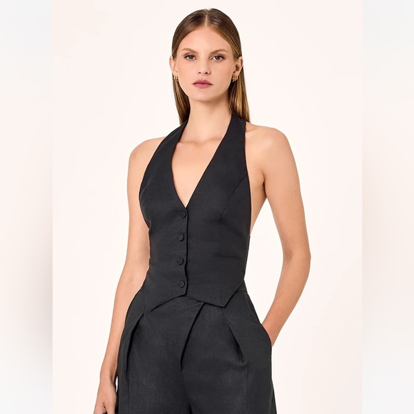 NWT Nicholas Nia Linen Vest Top in black - large (size 10) revolve - FWRD - Picture 1 of 11